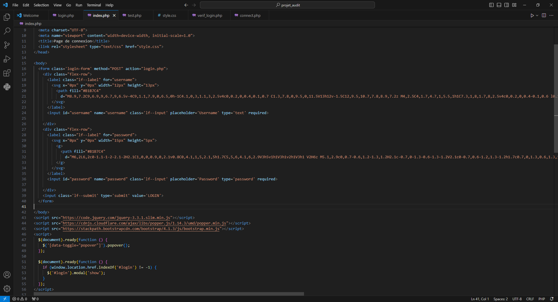 Formulaire de connexion